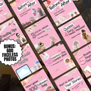 100 Aesthetic Pink Instagram Carousel Templates – Editable Canva PLR & MRR Bundle