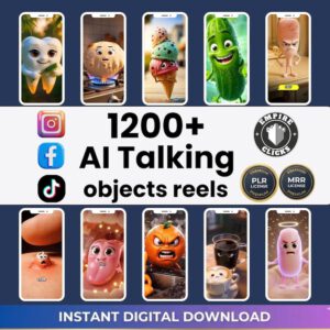 1200+ AI Talking Object Videos | Viral Reels Bundle PLR MRR